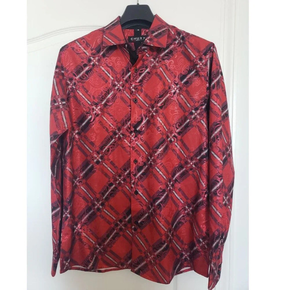 Mens Red Printed  Fashion Shirt Medium EUC - Picture 3 of 9